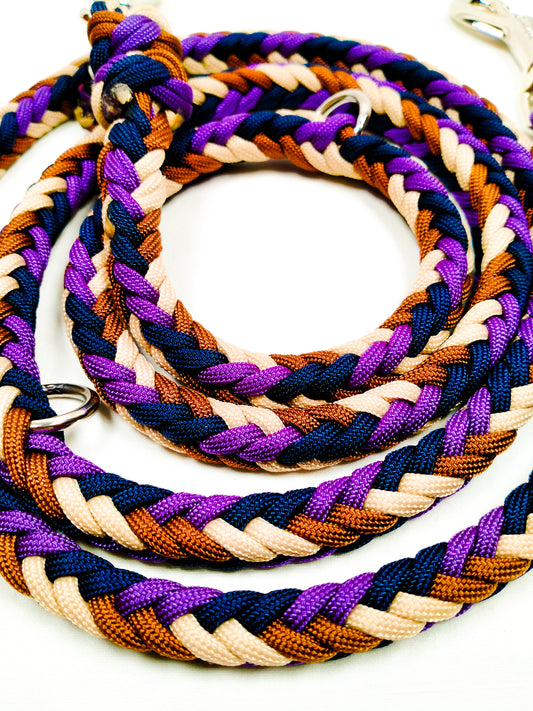 Pre Made: adjustable Herringbone Lead, Tan, Chocolate Brown, Purple, Midnight Blue, 1.35m Kim & Milly's Cords 4 Paws Paracord Handmade Dog Accessories Customizable Made in Germany Shipping worldwide