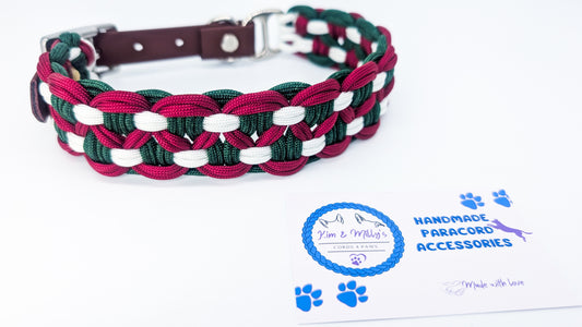 Pre-Made: Sadie's Posie, Xmas Colours 33-42cm Kim & Milly's Cords 4 Paws Paracord Handmade Dog Accessories Customizable Made in Germany Shipping worldwide