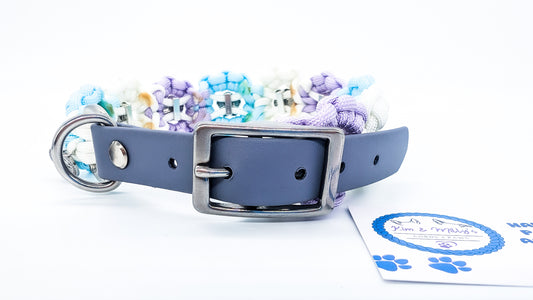 Pre Made: Kimmy's Blooms Collar, 33-42cm, Wedding Colours Kim & Milly's Cords 4 Paws Paracord Handmade Dog Accessories Customizable Made in Germany Shipping worldwide