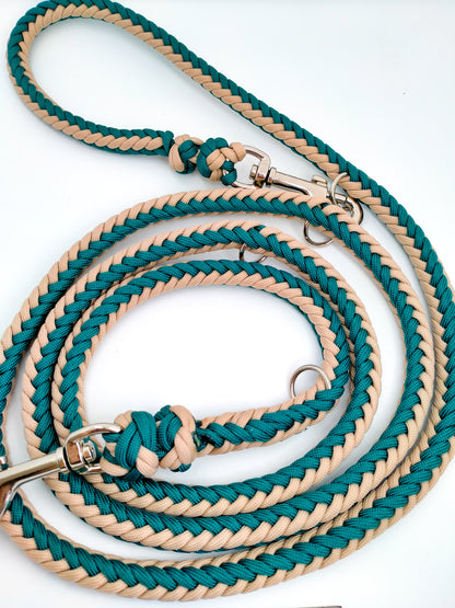Adjustable Lead - Herringbone Kim & Milly's Cords 4 Paws Paracord Handmade Dog Accessories Customizable Made in Germany Shipping worldwide