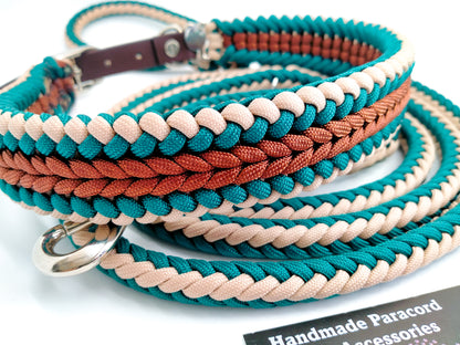 Adjustable Lead - Herringbone Kim & Milly's Cords 4 Paws Paracord Handmade Dog Accessories Customizable Made in Germany Shipping worldwide