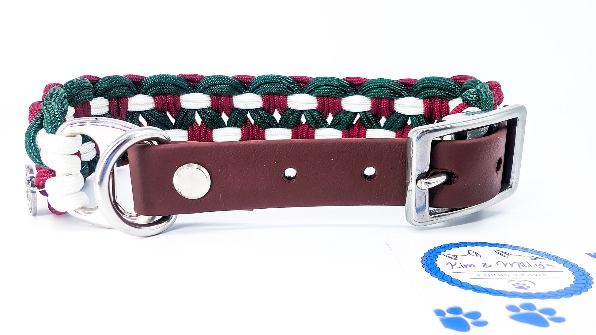 Pre-Made: Sadie's Posie, Xmas Colours 33-42cm Kim & Milly's Cords 4 Paws Paracord Handmade Dog Accessories Customizable Made in Germany Shipping worldwide