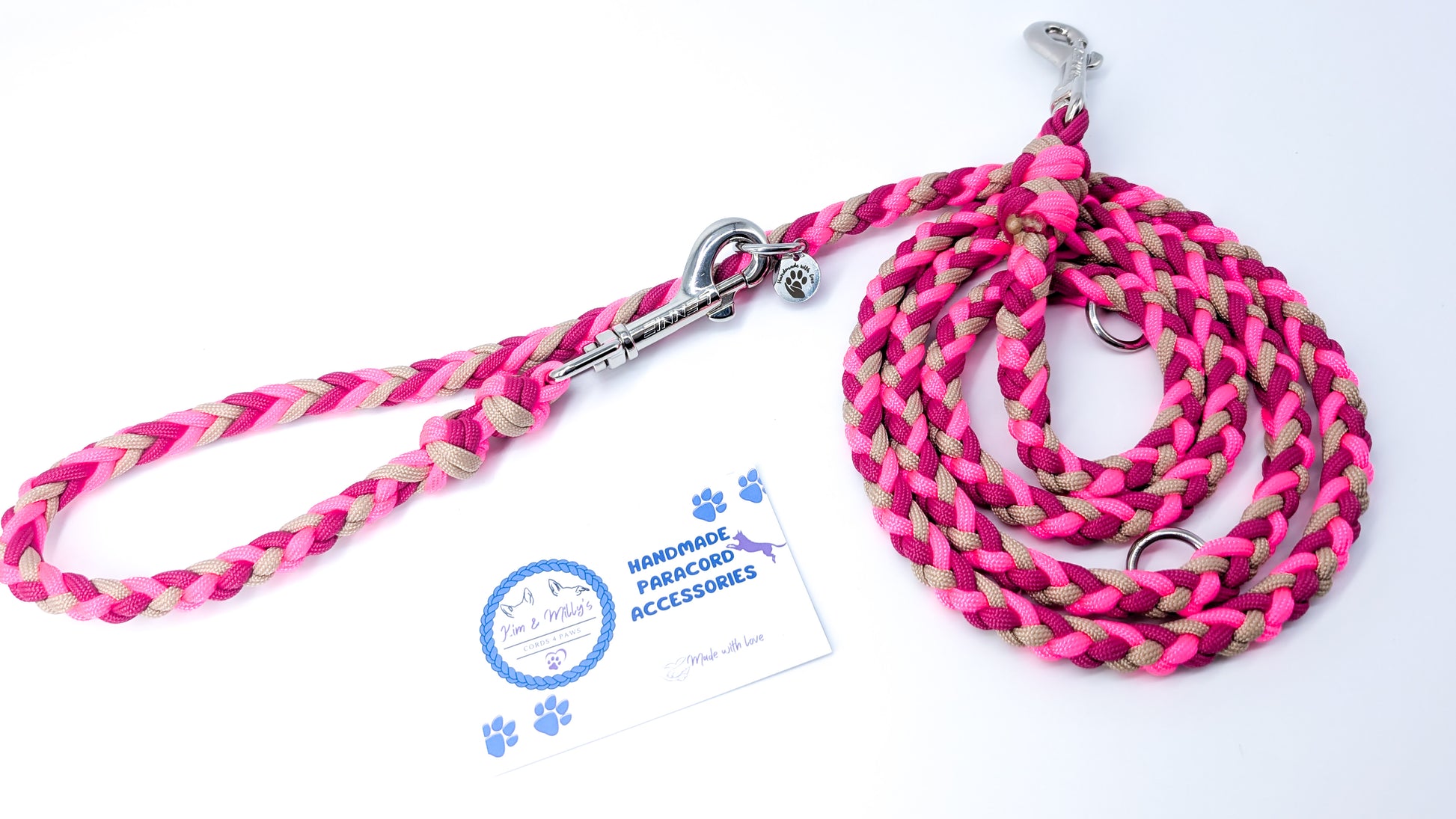 Pre Made Lead: 6 Strand adjustable Lead, 1.70m Kim & Milly's Cords 4 Paws Paracord Handmade Dog Accessories Customizable Made in Germany Shipping worldwide
