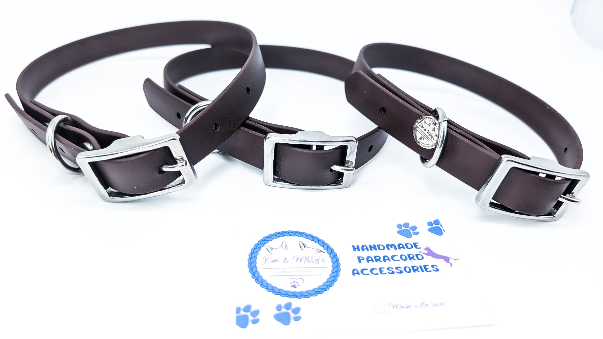 AUSSIE STOCK: Pre-Made: BioThane Collar - Dark Brown Kim & Milly's Cords 4 Paws Paracord Handmade Dog Accessories Customizable Made in Germany Shipping worldwide