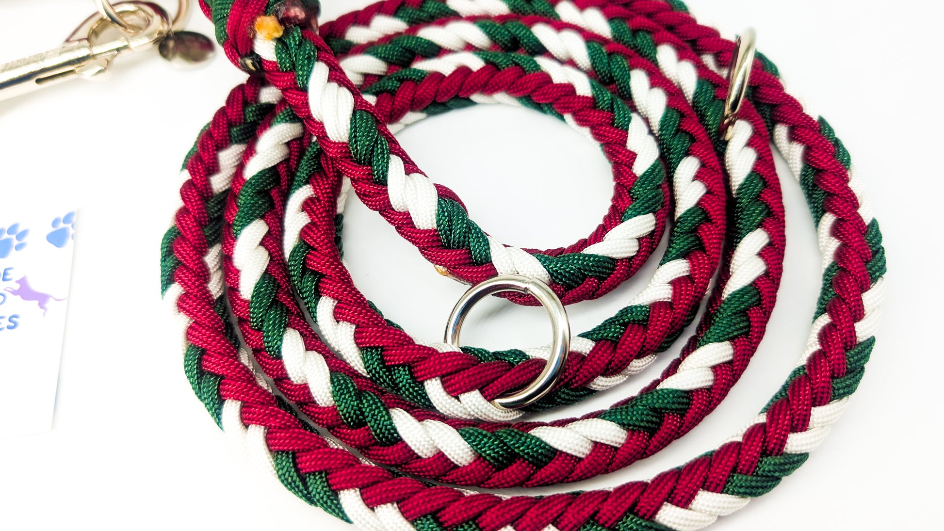 Pre-Made: Herringbone Lead. Xmas Colours, 1.85m Kim & Milly's Cords 4 Paws Paracord Handmade Dog Accessories Customizable Made in Germany Shipping worldwide